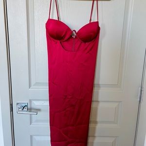 Oh Polly Satin Cut Out Midi Dress